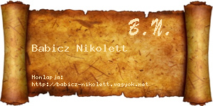 Babicz Nikolett névjegykártya